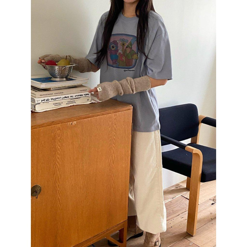 【純棉柔軟】VENUSY｜正韓🇰🇷 - 韓國東大門空運直送台灣｜桃子熊蜜桃絨短袖T恤-細節圖3