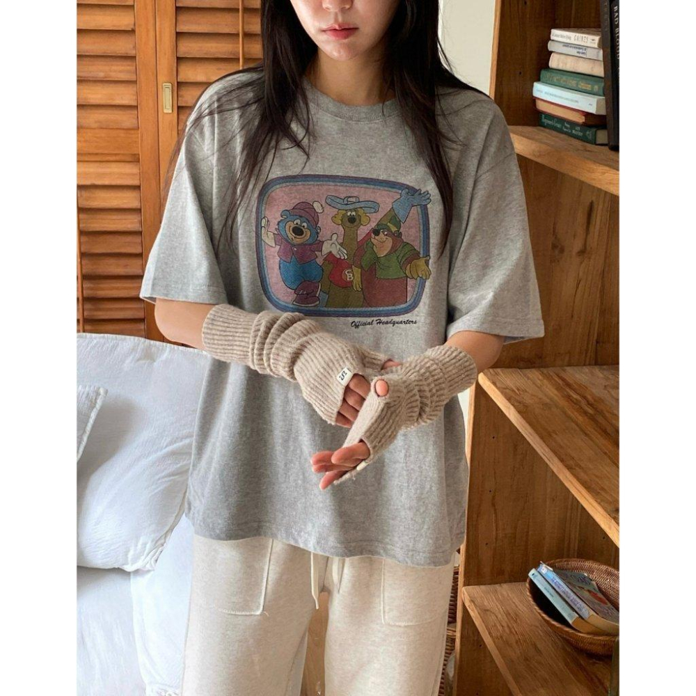 【純棉柔軟】VENUSY｜正韓🇰🇷 - 韓國東大門空運直送台灣｜桃子熊蜜桃絨短袖T恤-細節圖5