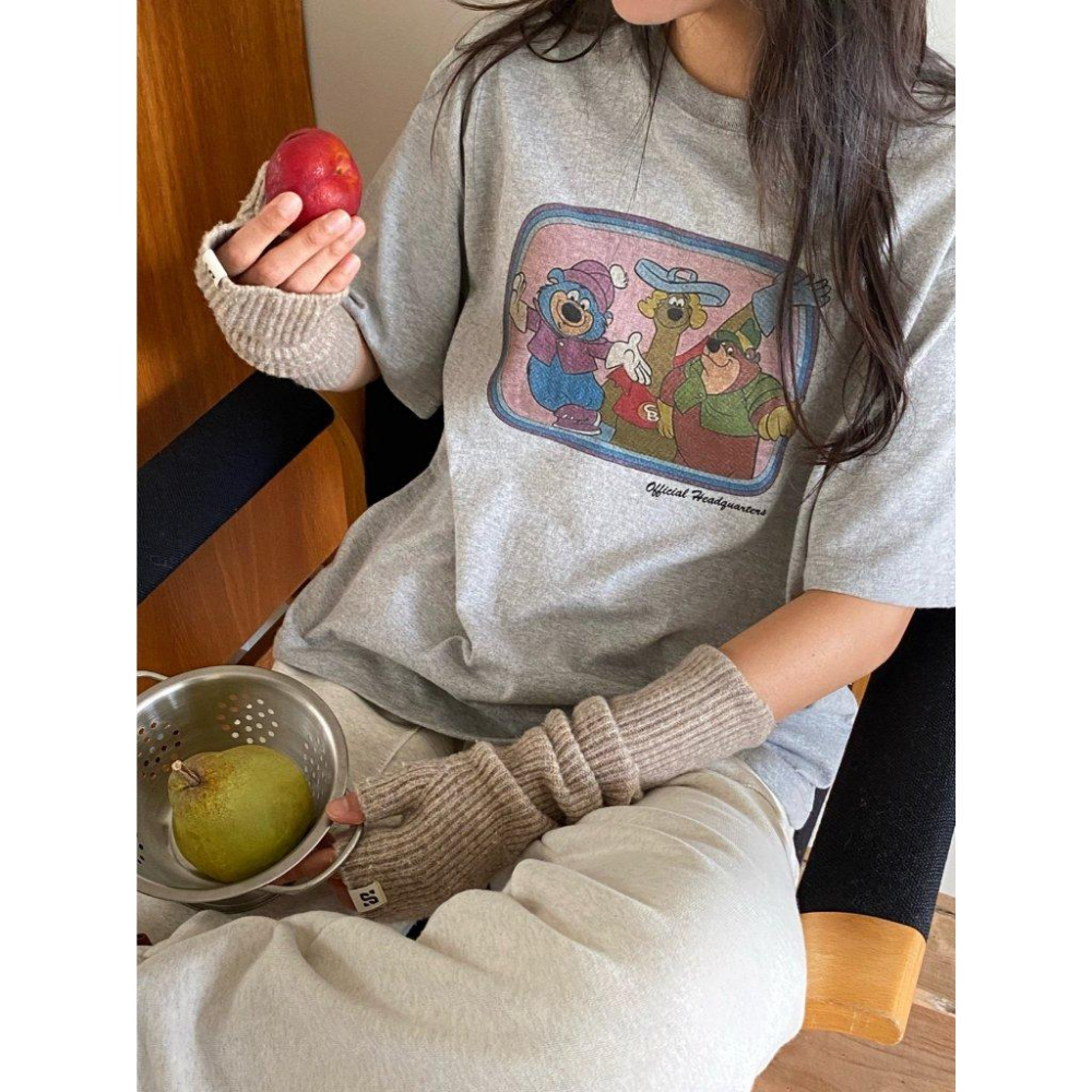 【純棉柔軟】VENUSY｜正韓🇰🇷 - 韓國東大門空運直送台灣｜桃子熊蜜桃絨短袖T恤-細節圖7