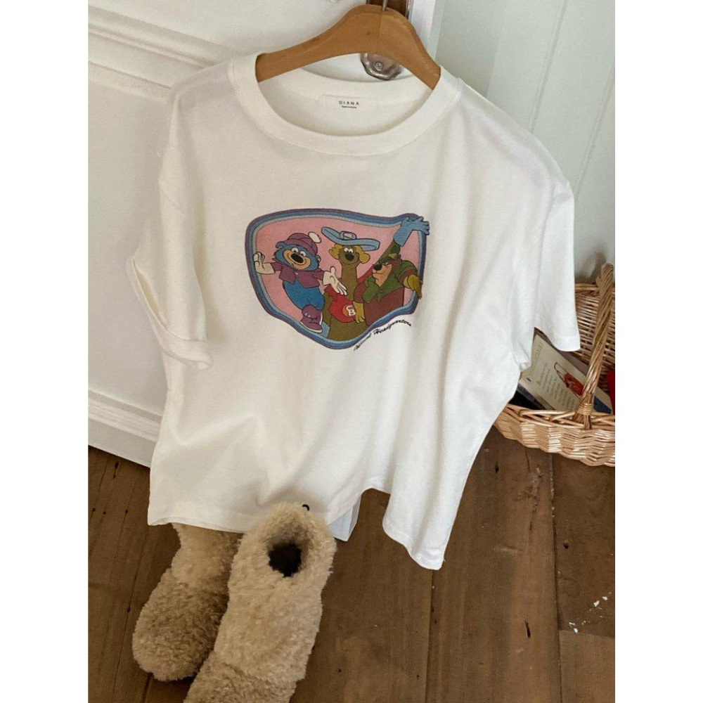 【純棉柔軟】VENUSY｜正韓🇰🇷 - 韓國東大門空運直送台灣｜桃子熊蜜桃絨短袖T恤-細節圖9