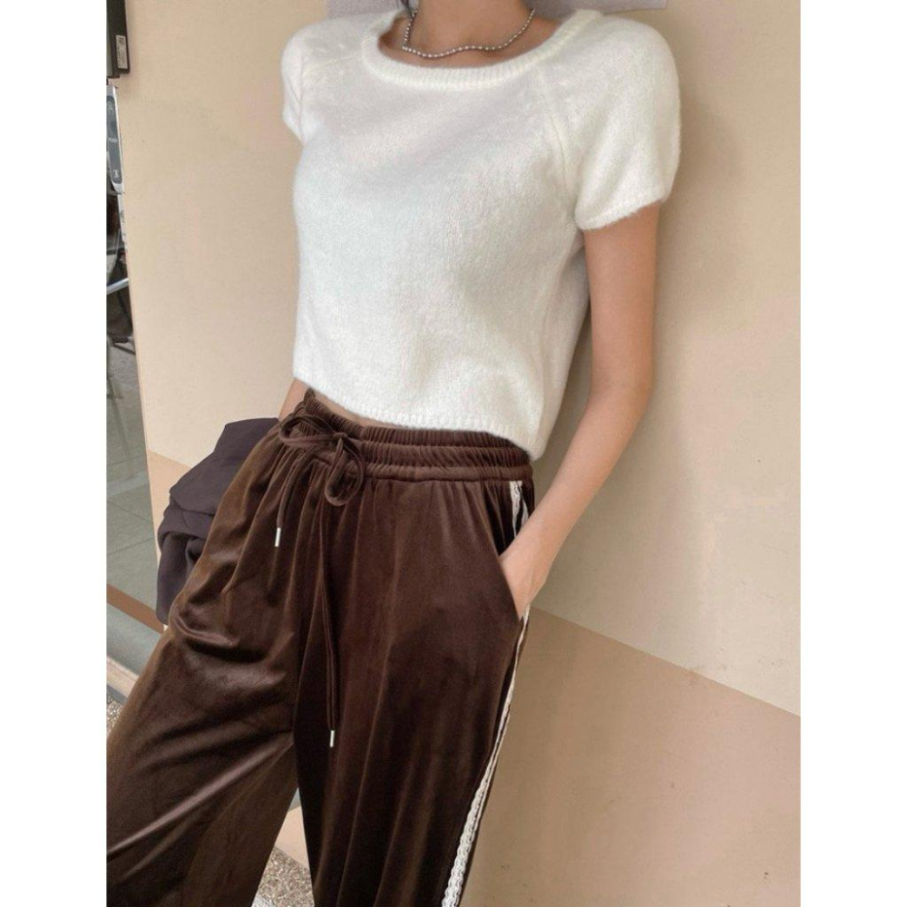 【羊毛絨親膚】VENUSY｜正韓🇰🇷 - 韓國東大門空運直送台灣｜柔軟短袖羊毛針織衫-細節圖5