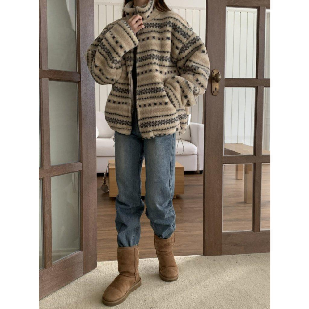 【北歐風保暖】VENUSY｜正韓🇰🇷 - 韓國東大門空運直送台灣｜雪花絨毛外套-細節圖2