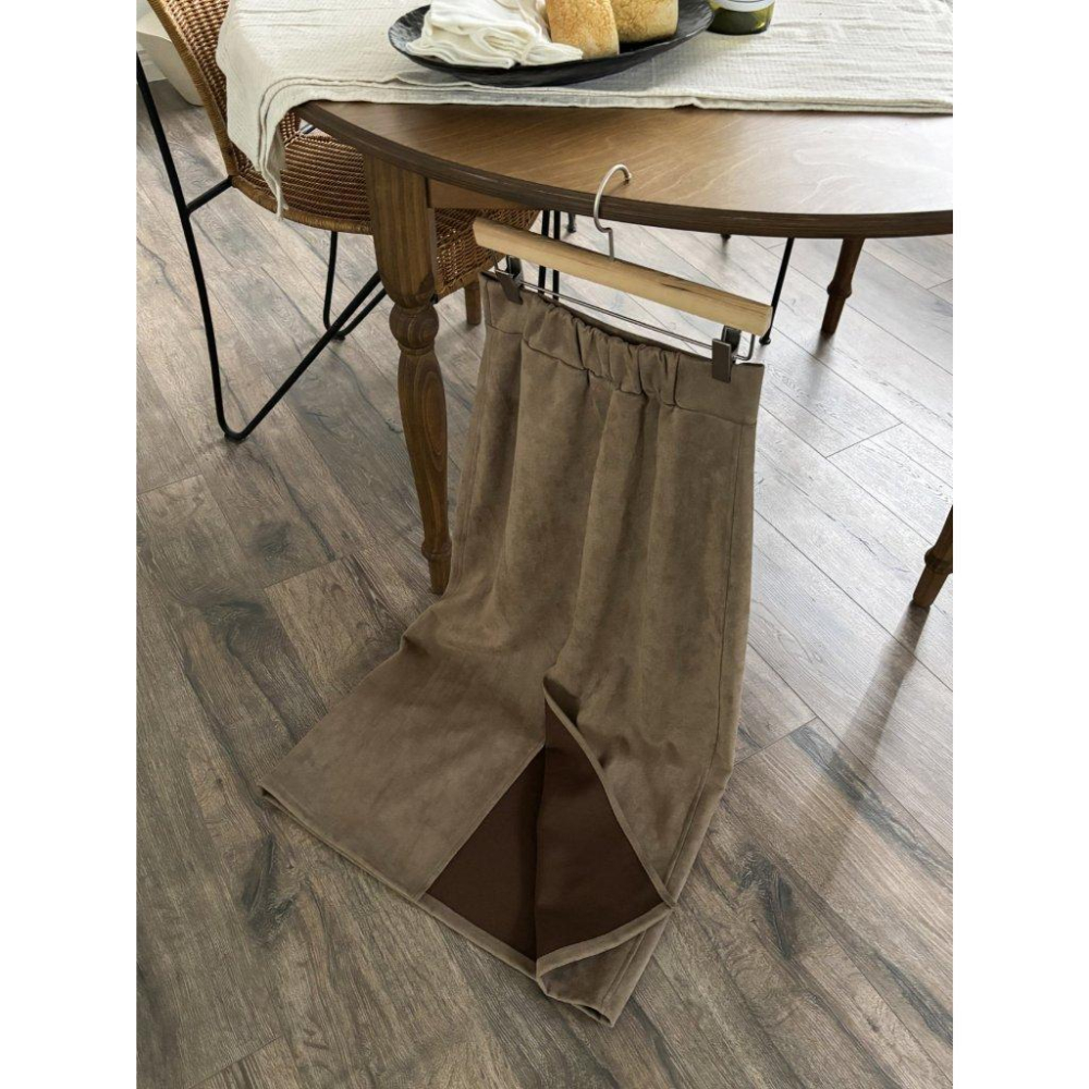 【高腰顯瘦】VENUSY｜正韓🇰🇷 - 韓國東大門空運直送台灣｜A字直筒麂皮長裙-細節圖3