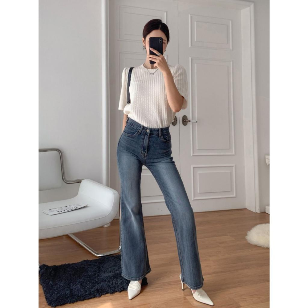 【微喇顯瘦提臀】VENUSY｜正韓🇰🇷 - 韓國東大門空運直送台灣｜貓毛刷彈力喇叭牛仔褲-細節圖9