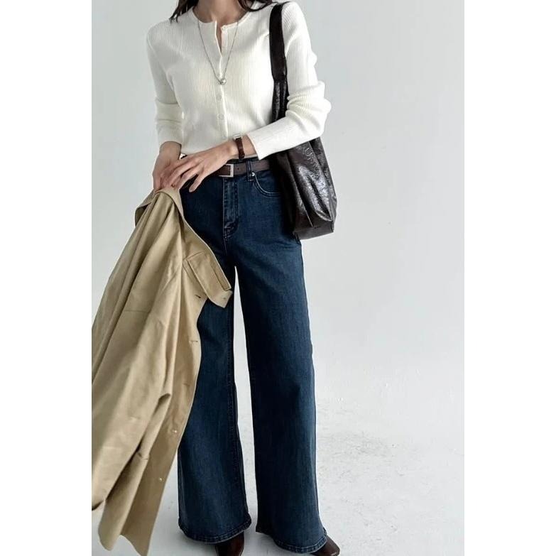 現貨 24H【彈性高級】VENUSY｜正韓🇰🇷 - 韓國東大門空運直送台灣｜深藍高腰牛仔褲-細節圖6