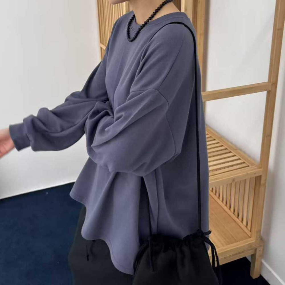 【韓系極簡】VENUSY｜正韓🇰🇷 - 韓國東大門空運直送台灣｜寬鬆落肩長袖上衣-細節圖4