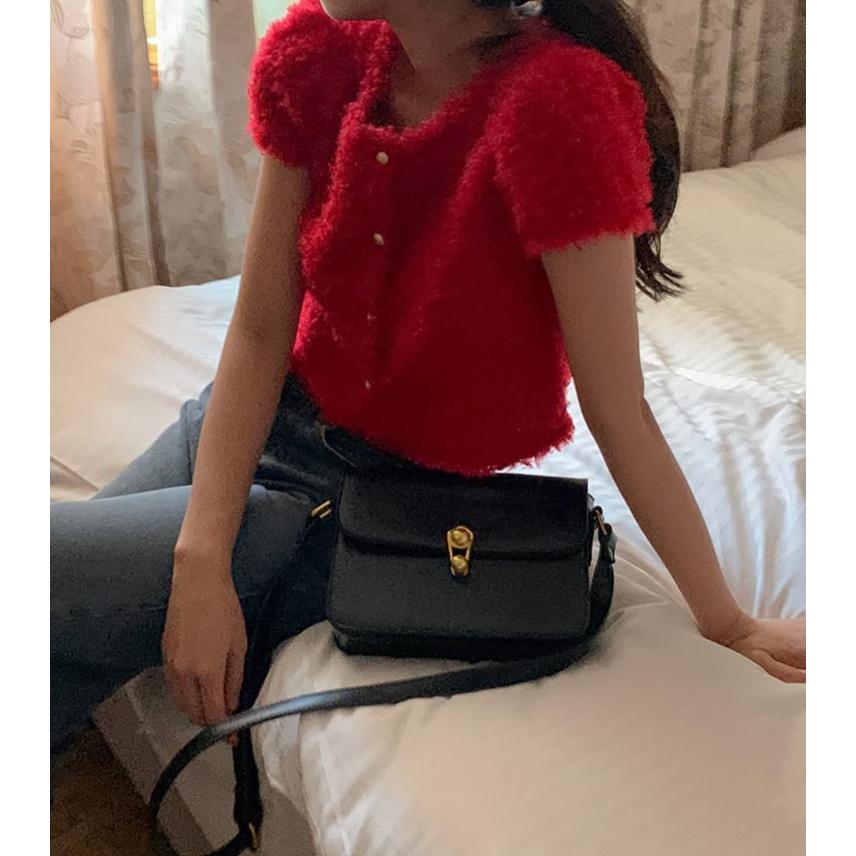 【泰迪絨×軟萌質感】VENUSY｜正韓🇰🇷 - 韓國東大門空運直送台灣｜毛絨短版短袖外套-細節圖3