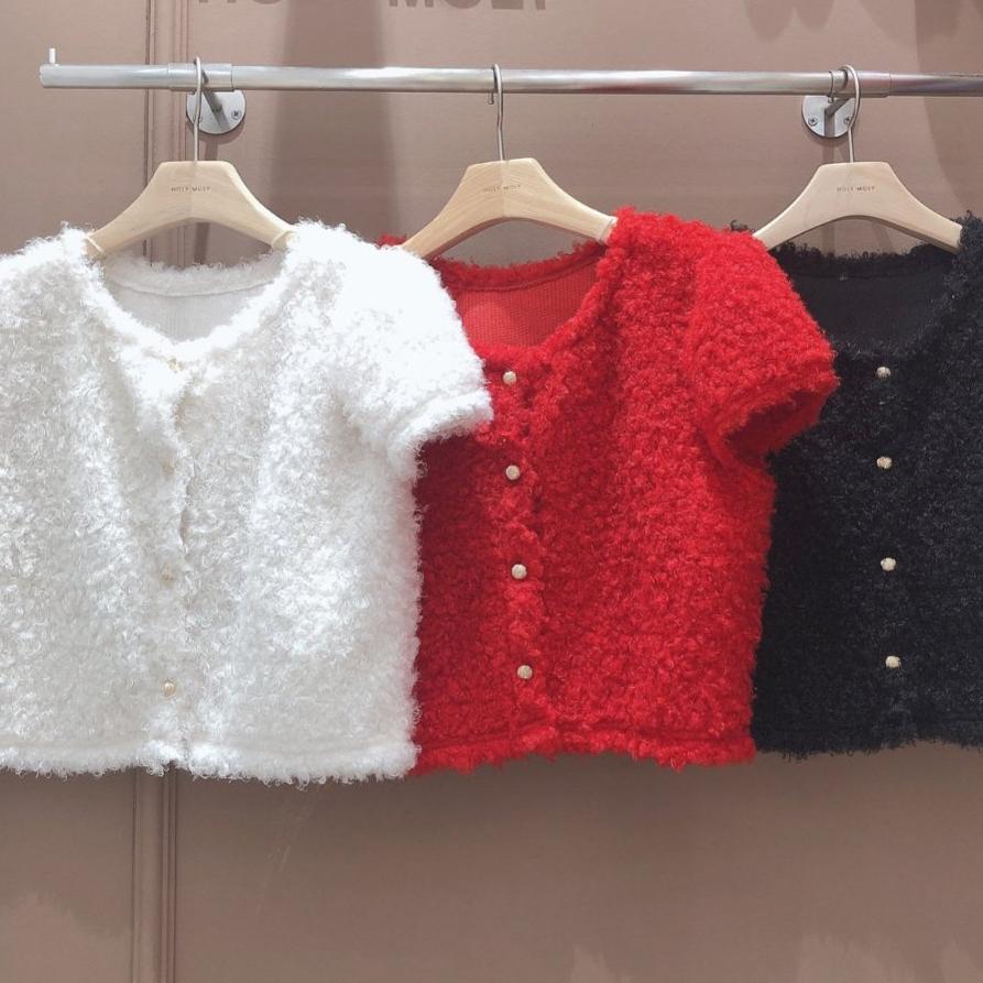 【泰迪絨×軟萌質感】VENUSY｜正韓🇰🇷 - 韓國東大門空運直送台灣｜毛絨短版短袖外套-細節圖9