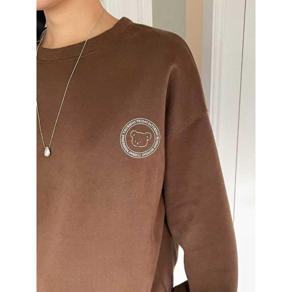 【可愛韓女】VENUSY｜正韓🇰🇷 - 韓國東大門空運直送台灣｜比熊長袖大學T-細節圖3