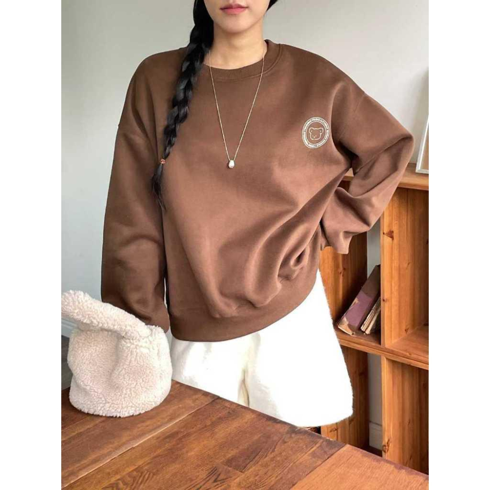 【可愛韓女】VENUSY｜正韓🇰🇷 - 韓國東大門空運直送台灣｜比熊長袖大學T-細節圖5