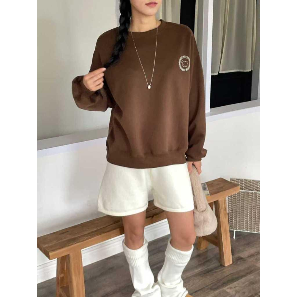 【可愛韓女】VENUSY｜正韓🇰🇷 - 韓國東大門空運直送台灣｜比熊長袖大學T-細節圖8