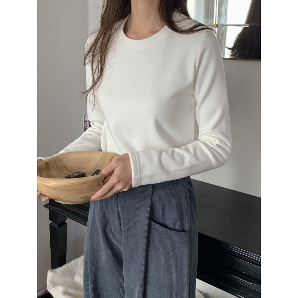 【親膚保暖】VENUSY｜正韓🇰🇷 - 韓國東大門空運直送台灣｜泰迪貂絨長袖T恤-細節圖2