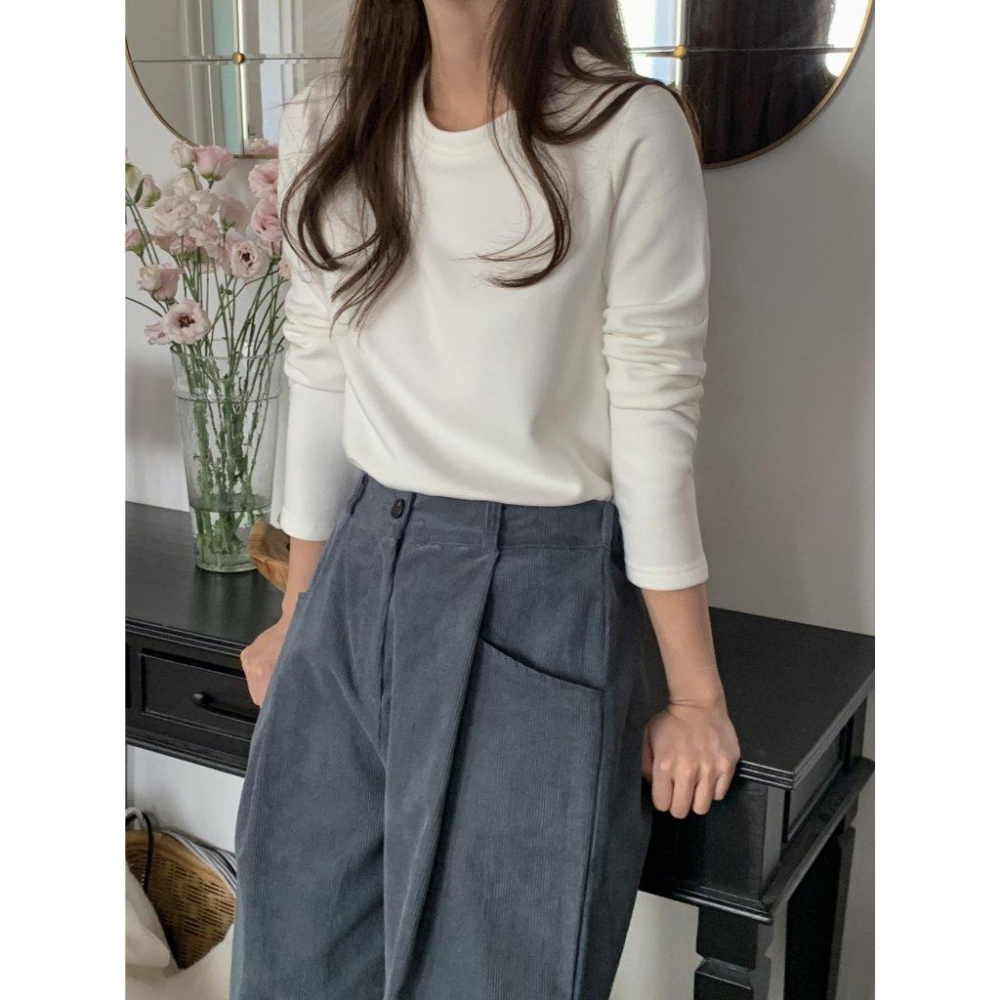 【親膚保暖】VENUSY｜正韓🇰🇷 - 韓國東大門空運直送台灣｜泰迪貂絨長袖T恤-細節圖3