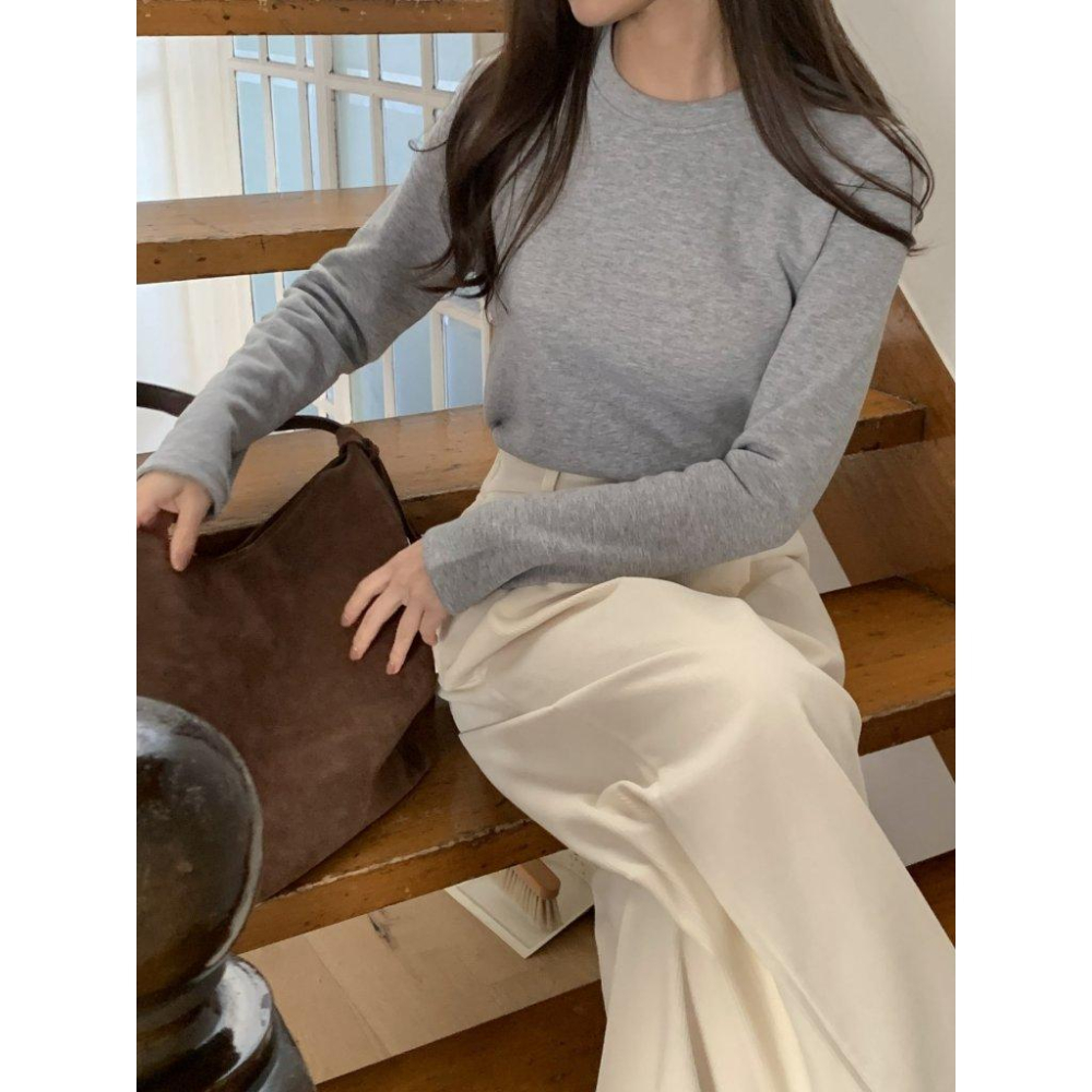 【親膚保暖】VENUSY｜正韓🇰🇷 - 韓國東大門空運直送台灣｜泰迪貂絨長袖T恤-細節圖6