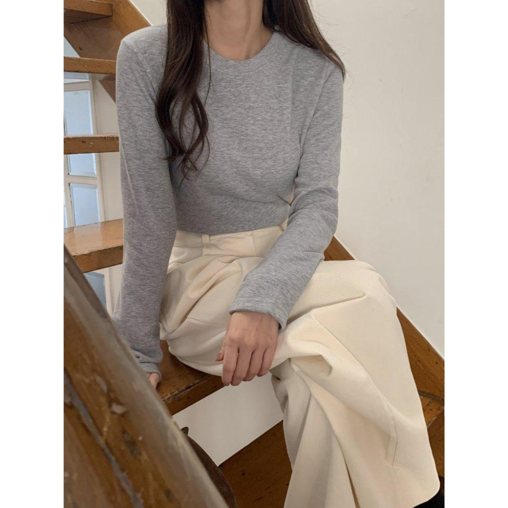 【親膚保暖】VENUSY｜正韓🇰🇷 - 韓國東大門空運直送台灣｜泰迪貂絨長袖T恤-細節圖7