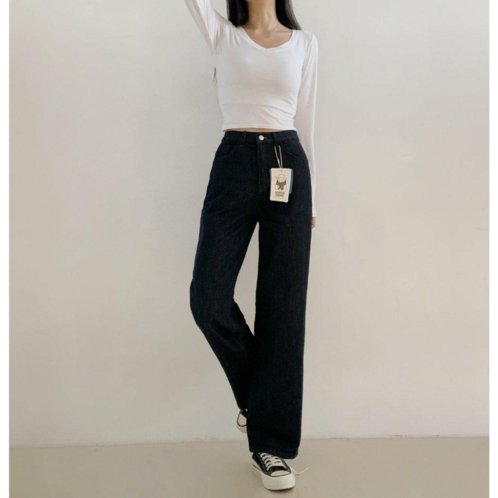 【內刷毛97%棉-顯瘦保暖】VENUSY｜正韓🇰🇷 - 韓國東大門空運直送台灣｜內刷毛不褪色直筒牛仔褲 長褲-細節圖2