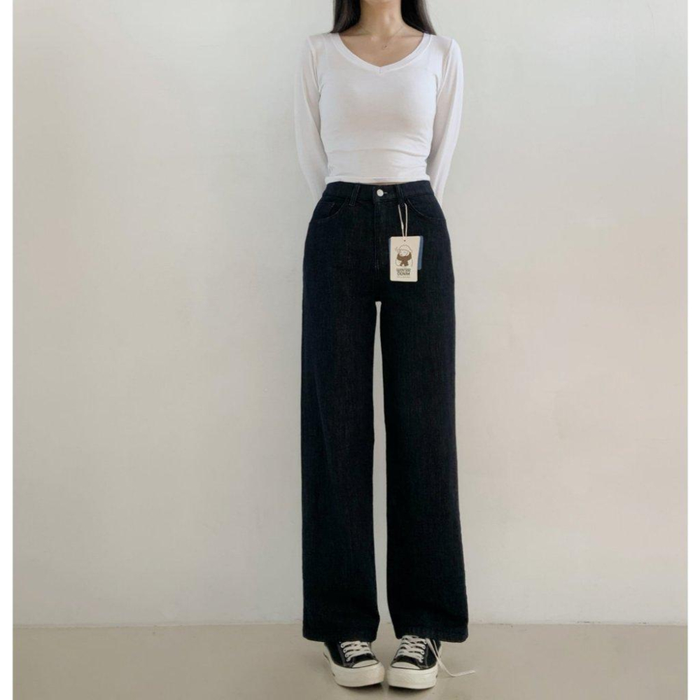 【內刷毛97%棉-顯瘦保暖】VENUSY｜正韓🇰🇷 - 韓國東大門空運直送台灣｜內刷毛不褪色直筒牛仔褲 長褲-細節圖3