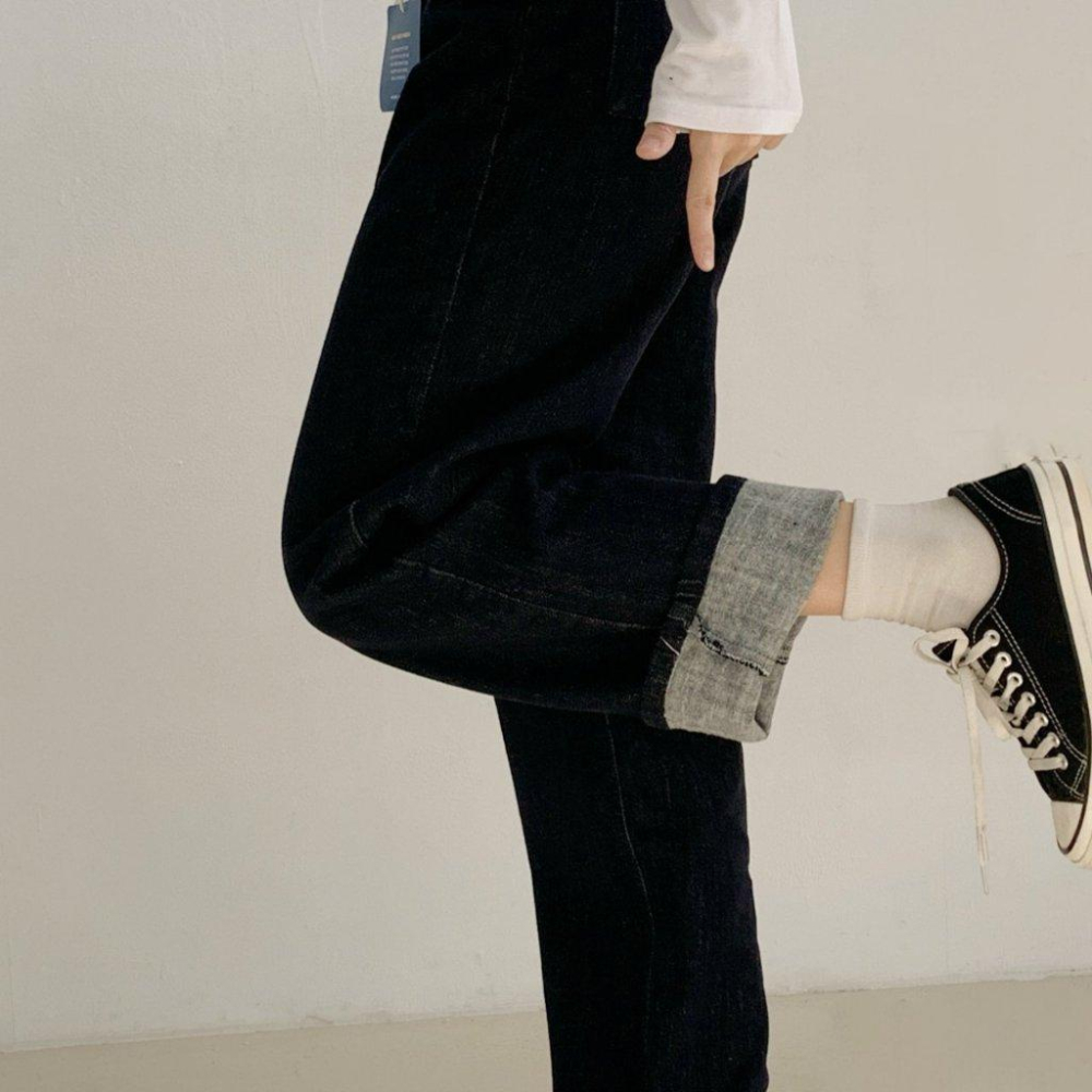 【內刷毛97%棉-顯瘦保暖】VENUSY｜正韓🇰🇷 - 韓國東大門空運直送台灣｜內刷毛不褪色直筒牛仔褲 長褲-細節圖9