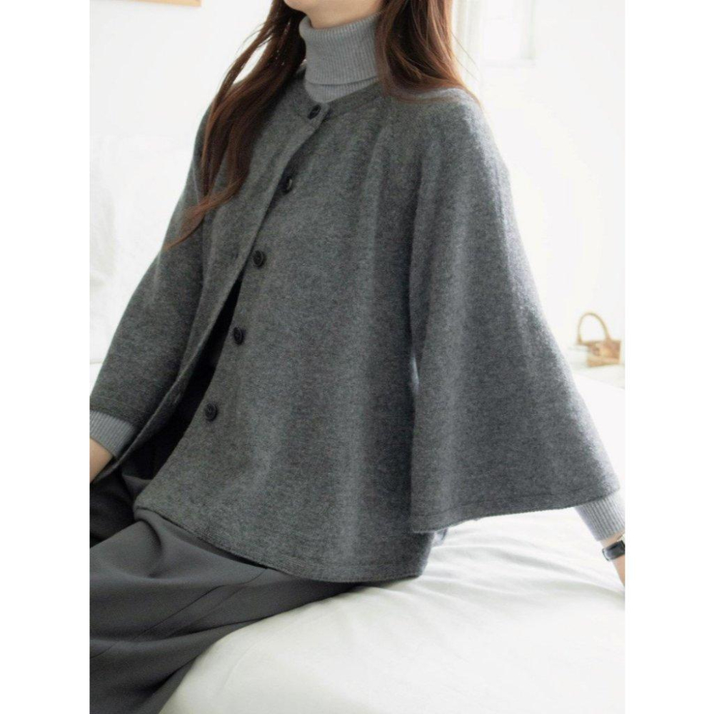 【羊毛親膚保暖】VENUSY｜正韓🇰🇷 - 韓國東大門空運直送台灣｜羊絨混紡寬袖針織外套-細節圖3