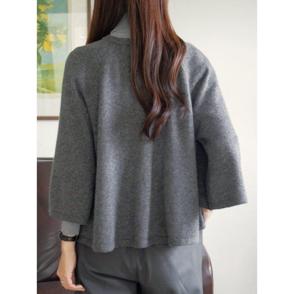 【羊毛親膚保暖】VENUSY｜正韓🇰🇷 - 韓國東大門空運直送台灣｜羊絨混紡寬袖針織外套-細節圖4