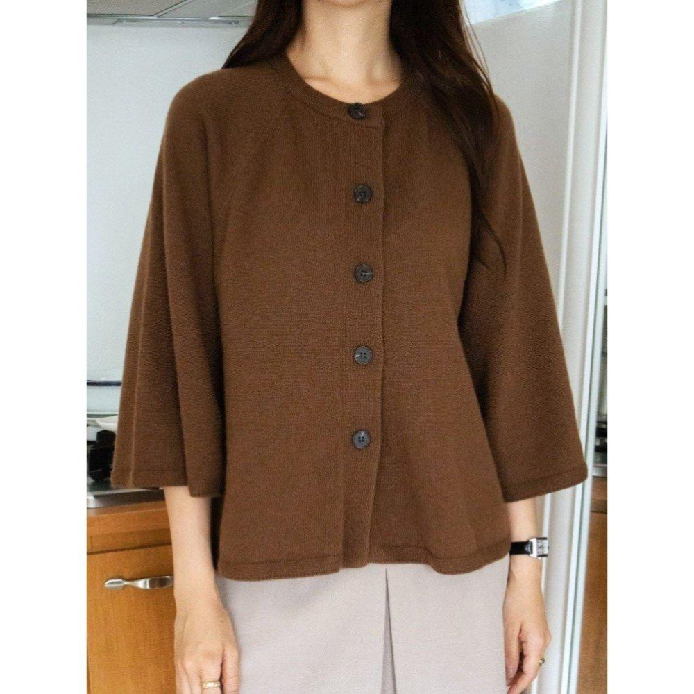 【羊毛親膚保暖】VENUSY｜正韓🇰🇷 - 韓國東大門空運直送台灣｜羊絨混紡寬袖針織外套-細節圖6