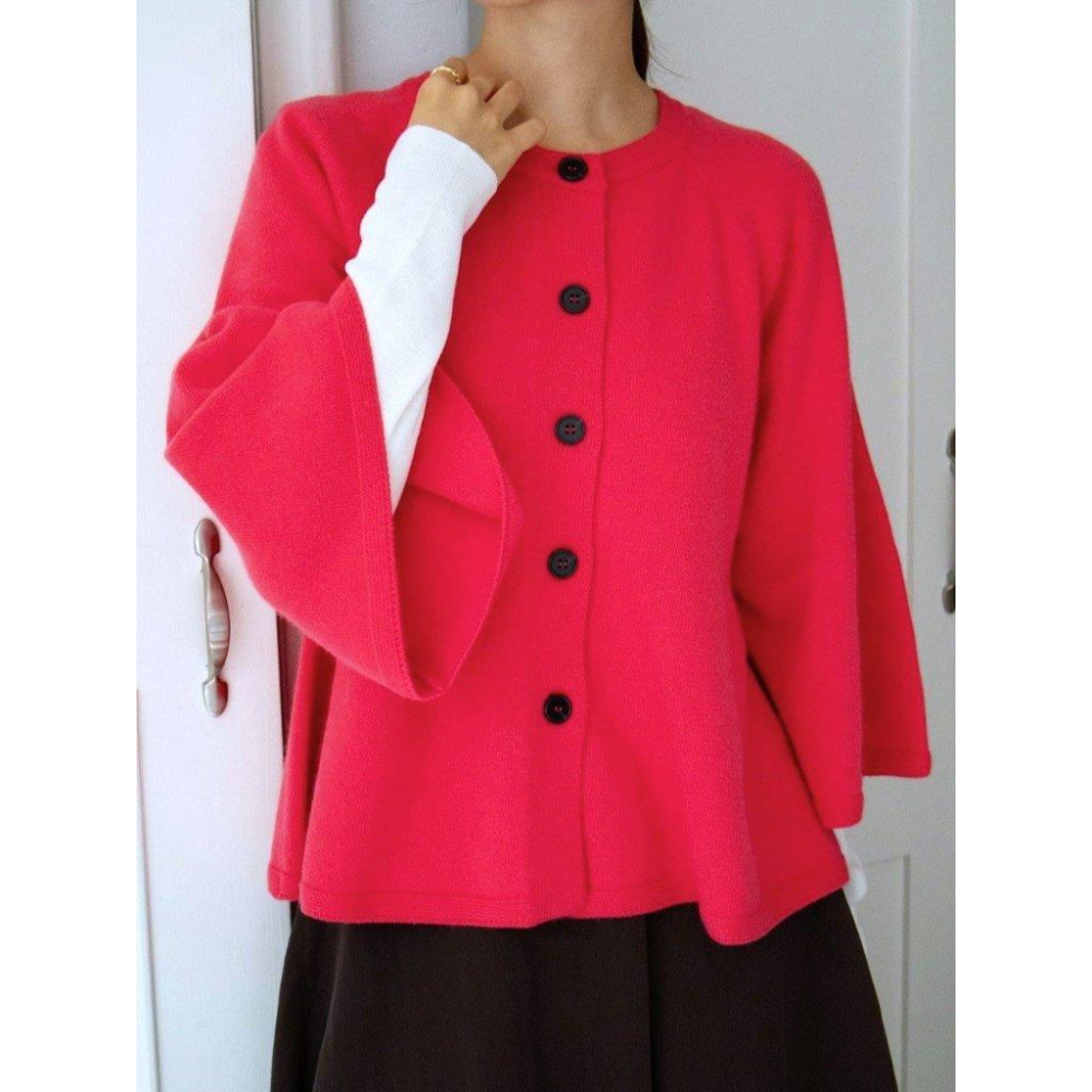 【羊毛親膚保暖】VENUSY｜正韓🇰🇷 - 韓國東大門空運直送台灣｜羊絨混紡寬袖針織外套-細節圖8