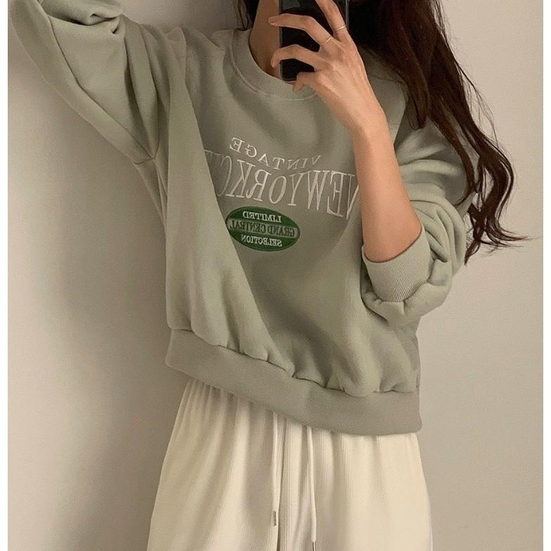 ɢɪʀʟs＇ x ᴠᴇɴᴜsʏ｜正韓🇰🇷 - 韓國東大門空運直送台灣｜復古內刷毛大學T-細節圖2