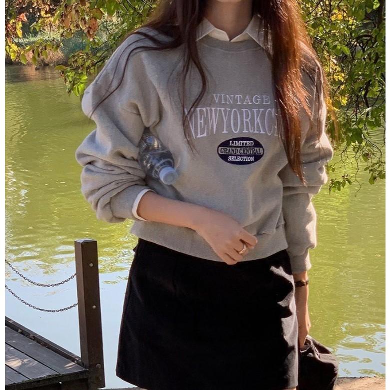 ɢɪʀʟs＇ x ᴠᴇɴᴜsʏ｜正韓🇰🇷 - 韓國東大門空運直送台灣｜復古內刷毛大學T-細節圖6