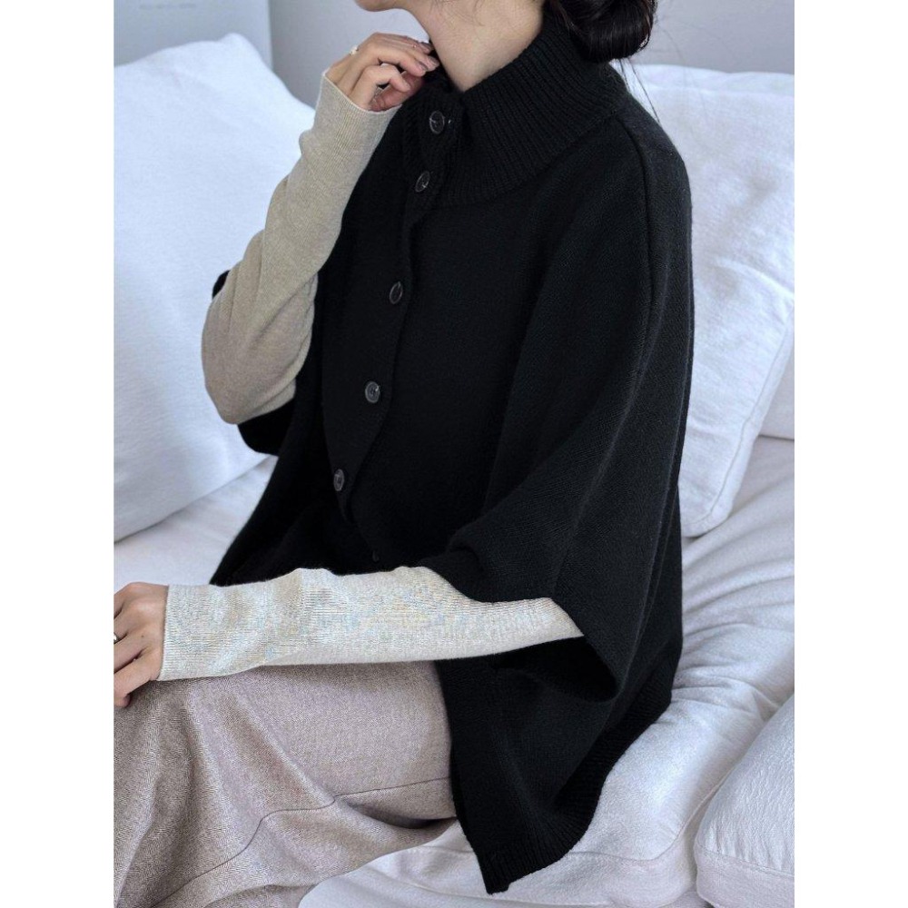 現貨 24H【高級羊毛】VENUSY｜正韓🇰🇷 - 韓國東大門空運直送台灣｜羊毛高領披肩式針織外套-細節圖6