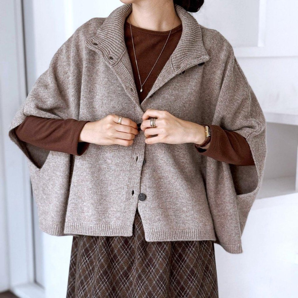 現貨 24H【高級羊毛】VENUSY｜正韓🇰🇷 - 韓國東大門空運直送台灣｜羊毛高領披肩式針織外套-細節圖7