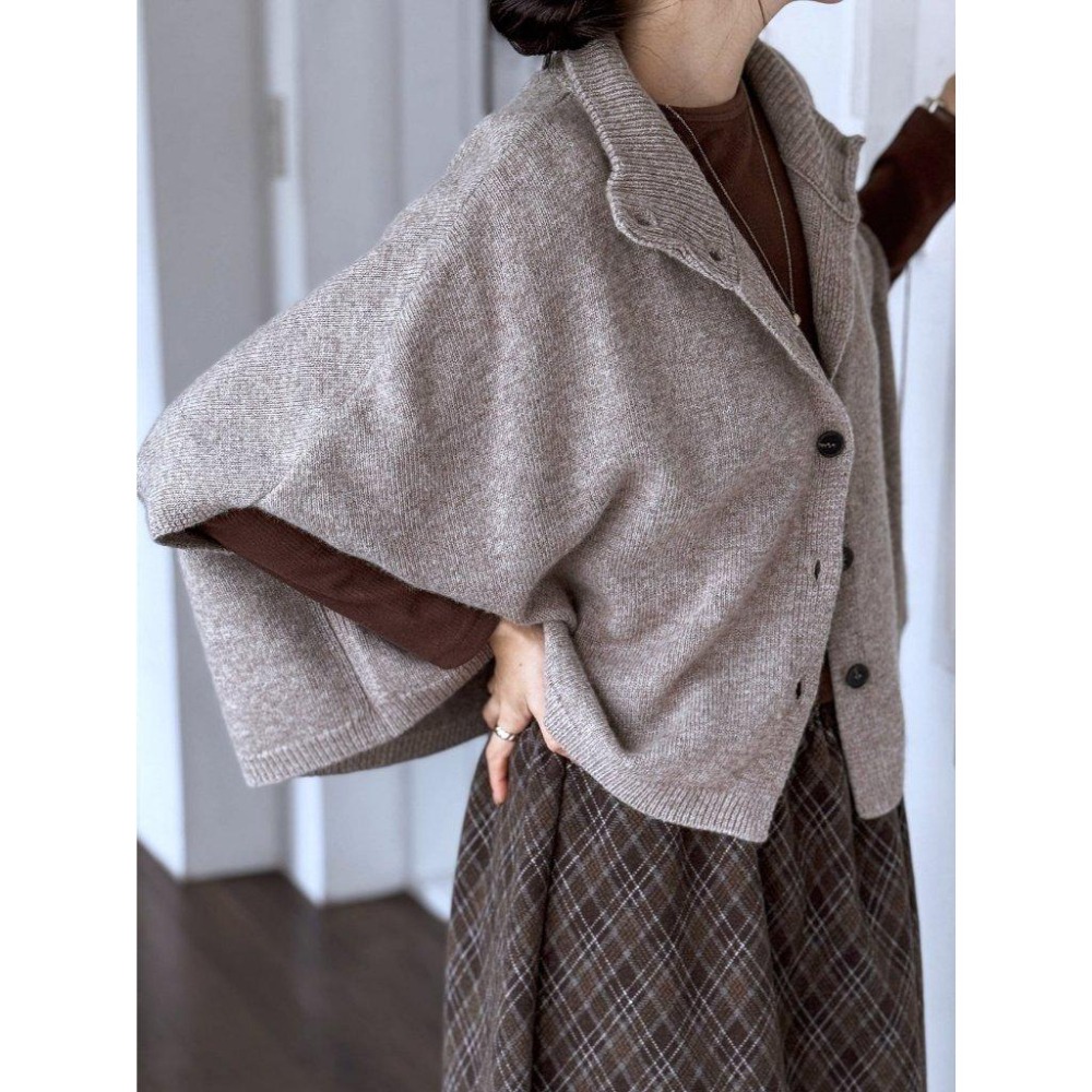 現貨 24H【高級羊毛】VENUSY｜正韓🇰🇷 - 韓國東大門空運直送台灣｜羊毛高領披肩式針織外套-細節圖8