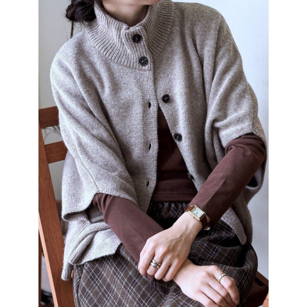 現貨 24H【高級羊毛】VENUSY｜正韓🇰🇷 - 韓國東大門空運直送台灣｜羊毛高領披肩式針織外套-細節圖9