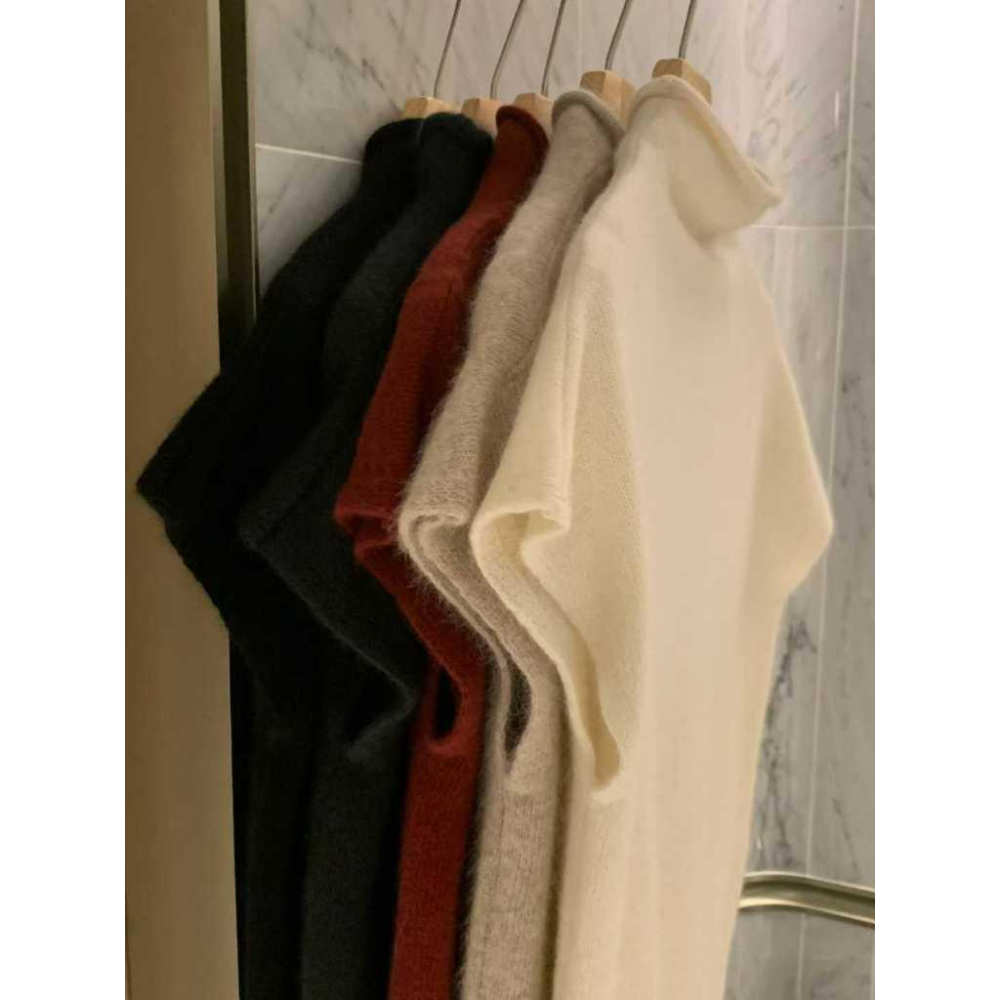 【柔軟顯瘦・冬日首選】VENUSY｜正韓🇰🇷 - 韓國東大門空運直送台灣｜半高領短袖針織衫 毛衣 上衣-細節圖9