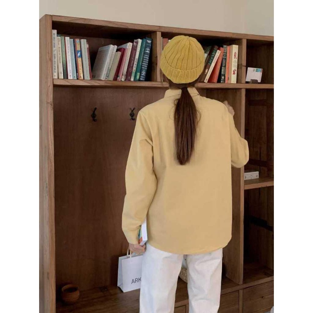 現貨 24H【100%純棉】VENUSY｜正韓🇰🇷 - 純棉舒適親膚☀ 韓國東大門空運直送台灣｜水蜜桃純棉純色襯衫-細節圖7