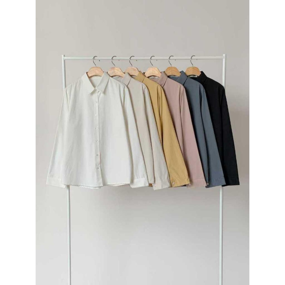 現貨 24H【100%純棉】VENUSY｜正韓🇰🇷 - 純棉舒適親膚☀ 韓國東大門空運直送台灣｜水蜜桃純棉純色襯衫-細節圖8