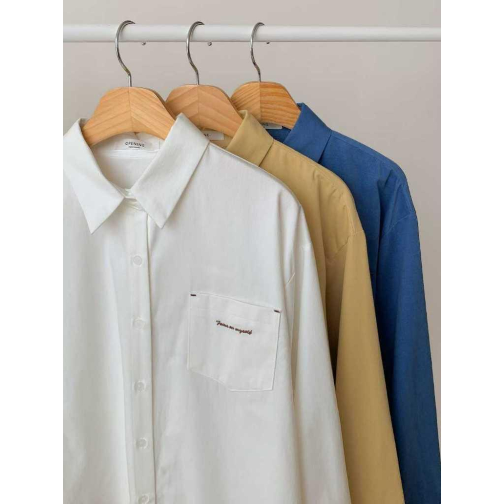 【100%純棉】VENUSY｜正韓🇰🇷 - 韓國東大門空運直送台灣｜刷毛字母純棉襯衫-細節圖9