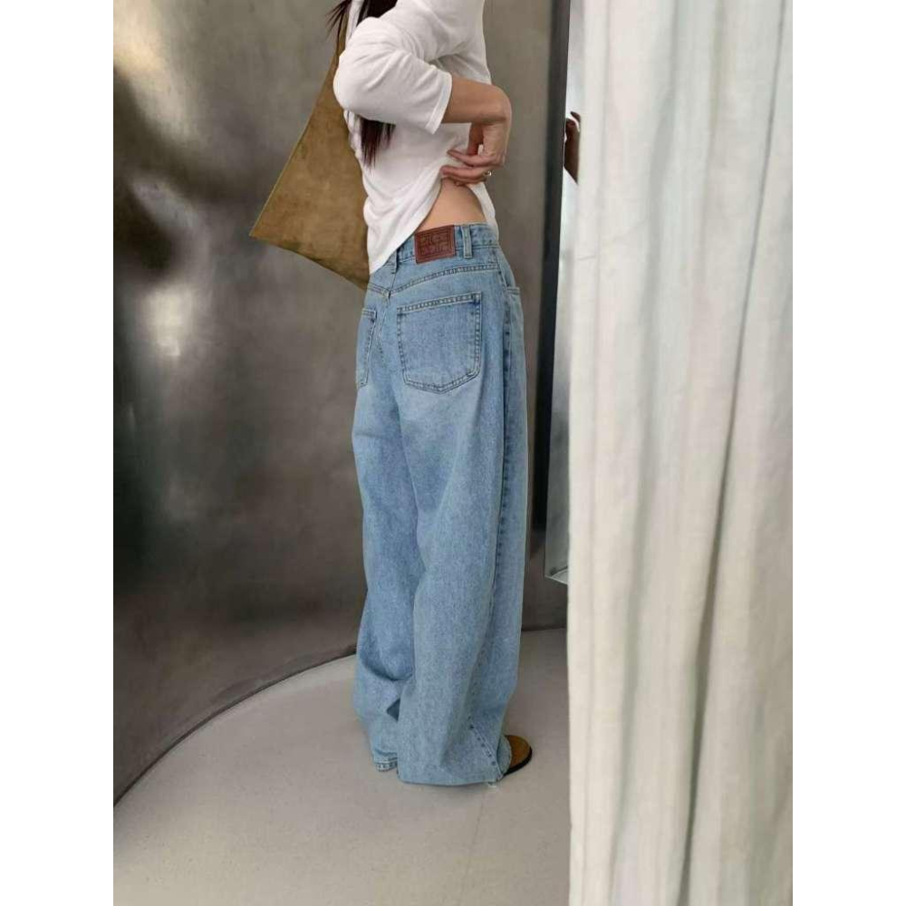 【100%棉】VENUSY｜正韓🇰🇷 - 韓國東大門空運直送台灣｜寬鬆淺藍色牛仔褲-細節圖6