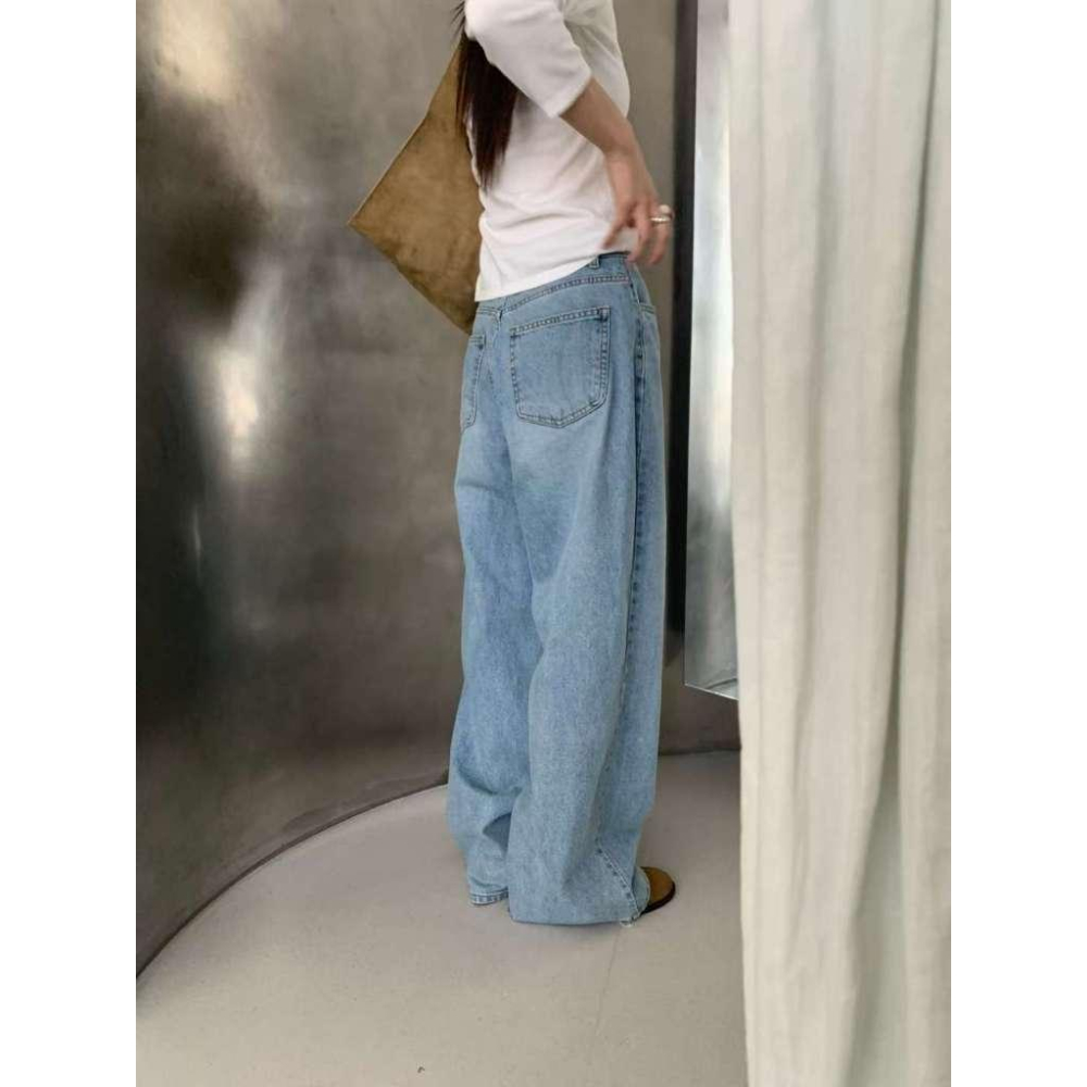 【100%棉】VENUSY｜正韓🇰🇷 - 韓國東大門空運直送台灣｜寬鬆淺藍色牛仔褲-細節圖7