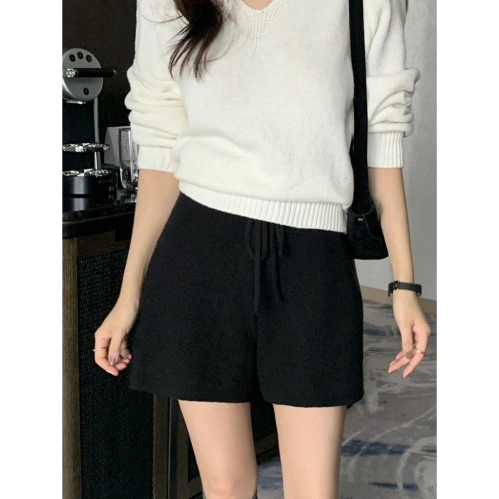 【100% 純棉】VENUSY｜正韓🇰🇷 - 韓國東大門空運直送台灣｜針織彈力腰牛奶短褲-細節圖2