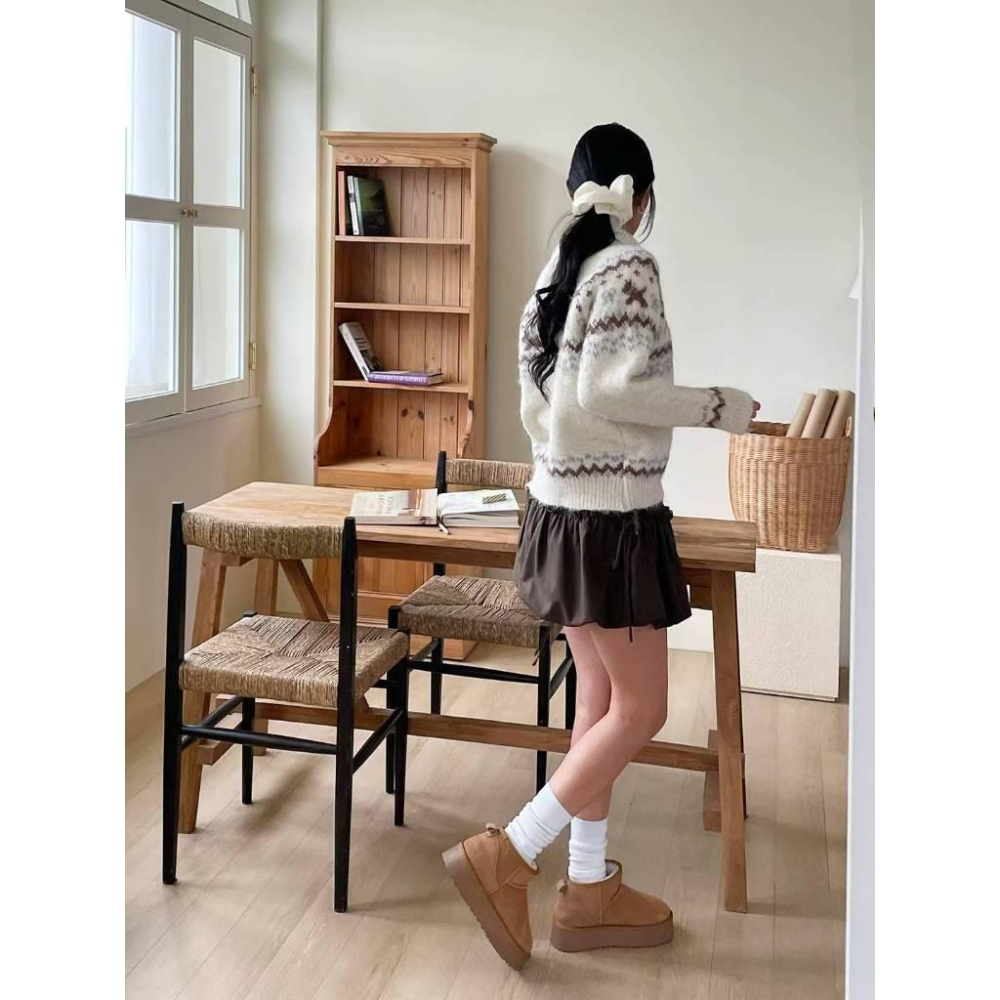 【溫柔北歐雪景款】VENUSY｜正韓🇰🇷 - 韓國東大門空運直送台灣｜羊毛翻領針織開衫外套-細節圖6