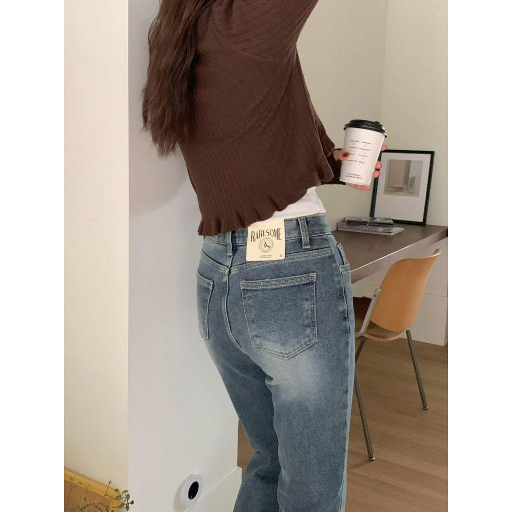 【內刷毛保暖】VENUSY｜正韓🇰🇷 - 韓國東大門空運直送台灣｜內刷毛彈力喇叭牛仔褲 修身顯瘦款-細節圖8