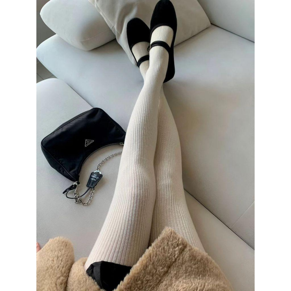 【羊毛混紡-高彈顯瘦極保暖】VENUSY｜正韓🇰🇷 - 韓國東大門空運直送台灣｜羊毛羅紋緊身褲襪-細節圖2