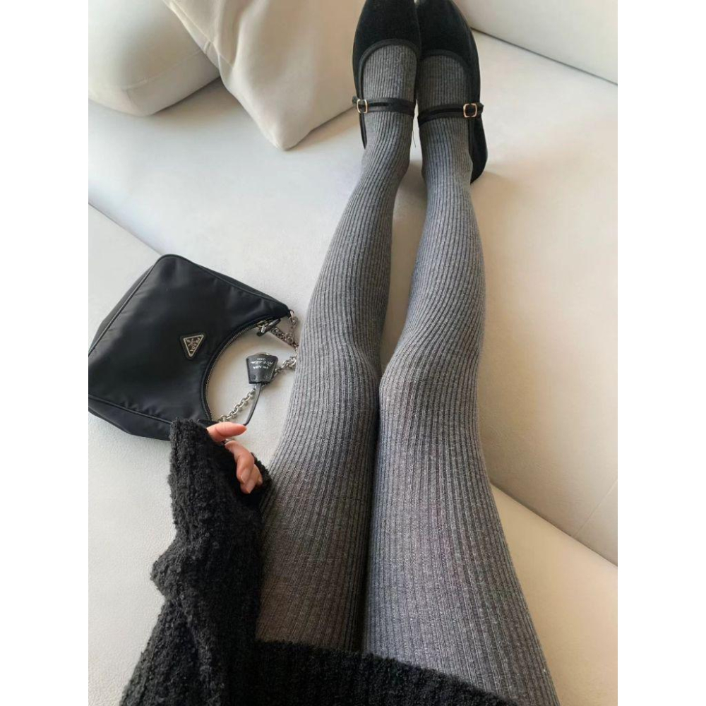 【羊毛混紡-高彈顯瘦極保暖】VENUSY｜正韓🇰🇷 - 韓國東大門空運直送台灣｜羊毛羅紋緊身褲襪-細節圖5