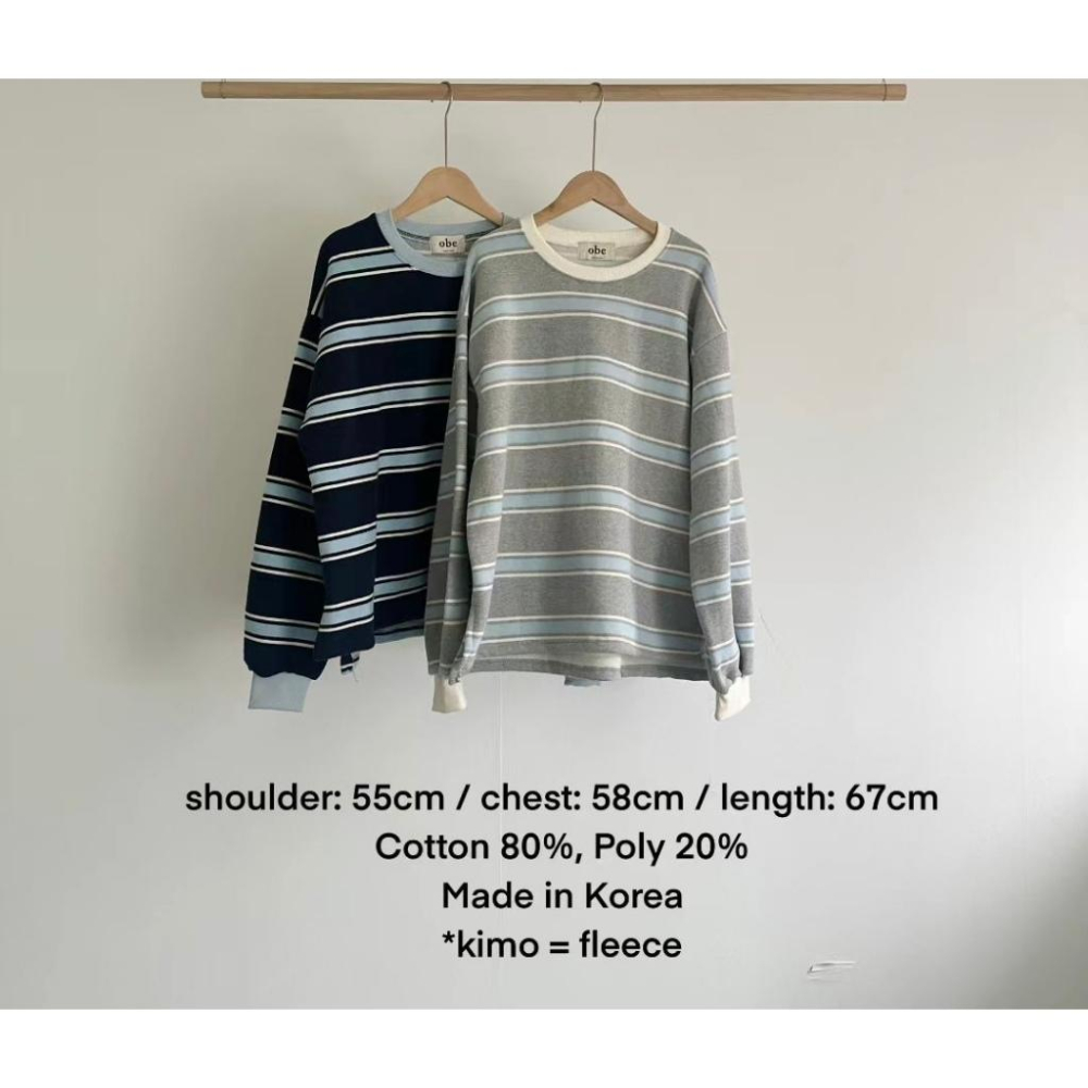 【內刷毛保暖】VENUSY｜正韓🇰🇷 - 韓國東大門空運直送台灣｜雙面絨條紋長袖T恤 衛衣-細節圖6