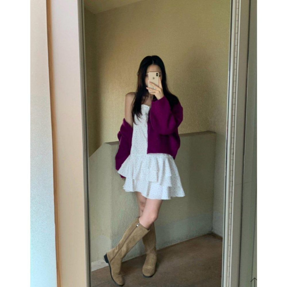 【法式碎花氛圍感】VENUSY｜正韓🇰🇷 - 韓國東大門空運直送台灣｜細肩帶碎花荷葉邊洋裝-細節圖2