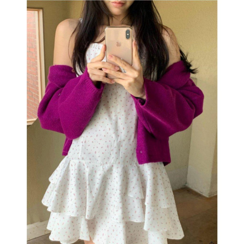 【法式碎花氛圍感】VENUSY｜正韓🇰🇷 - 韓國東大門空運直送台灣｜細肩帶碎花荷葉邊洋裝-細節圖6