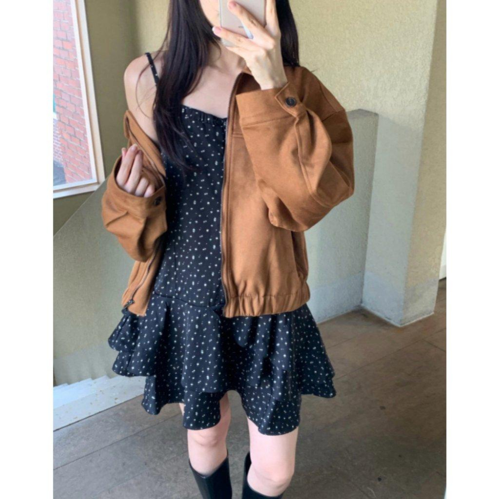 【法式碎花氛圍感】VENUSY｜正韓🇰🇷 - 韓國東大門空運直送台灣｜細肩帶碎花荷葉邊洋裝-細節圖7