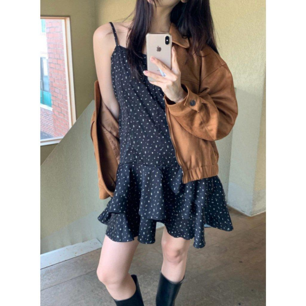 【法式碎花氛圍感】VENUSY｜正韓🇰🇷 - 韓國東大門空運直送台灣｜細肩帶碎花荷葉邊洋裝-細節圖9