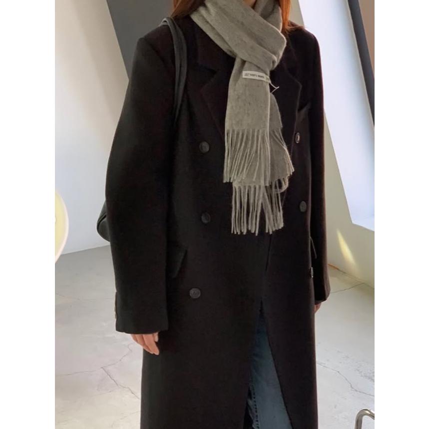 【100%羊毛不刺膚】VENUSY｜正韓🇰🇷 - 韓國東大門空運直送台灣｜高級羊毛素色圍巾-細節圖2