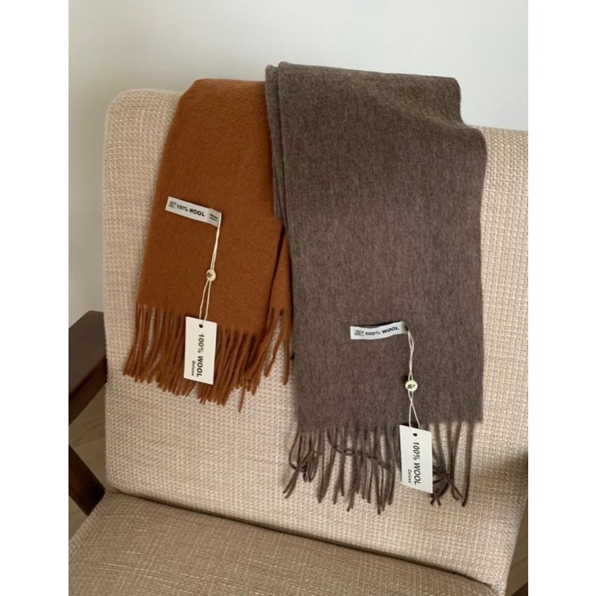 【100%羊毛不刺膚】VENUSY｜正韓🇰🇷 - 韓國東大門空運直送台灣｜高級羊毛素色圍巾-細節圖4